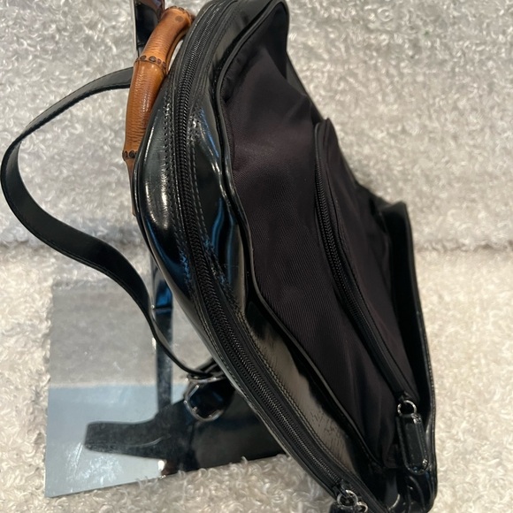 Gucci Bamboo Nylon/Patent Black Backpack Bag. main image 8